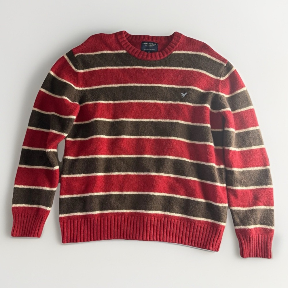 Vintage autumn brown striped slouchy knit sweater 🍂 American Eagle Y2K